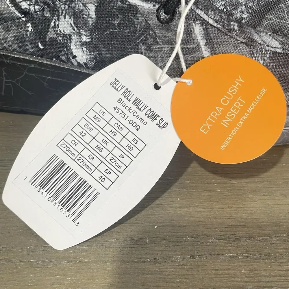 Jelly Roll Hey Dude Mens Size 9 Slides NEW Realtree Edge Wally Black Camo Shoes